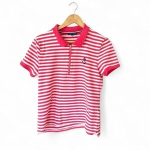 Tommy Hilfiger Women's Red White Striped Polo Shirt